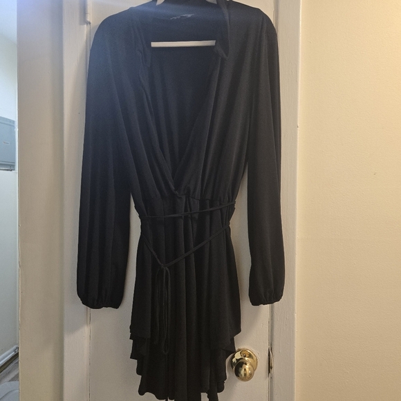 Ups And Downs Dresses & Skirts - Elegant Black Wrap Dress Long Sleeves Size 3XL